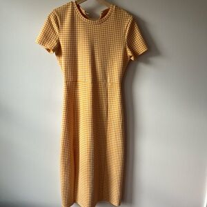 Orange/yellow gingham bodycon Zara midi dress